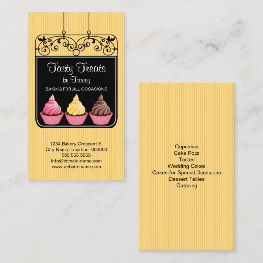 Cupcake Bakeholder-Schild Visitenkarte (Vorne/Hinten)