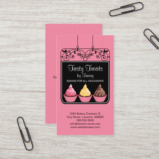 Cupcake Bakeholder-Schild Visitenkarte (Vorderseite/Rückseite Beispiel)