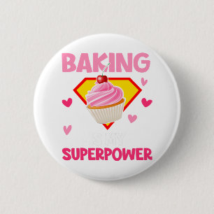 Cupcake Baker Shirt Backen ist meine Supermacht Ni Button