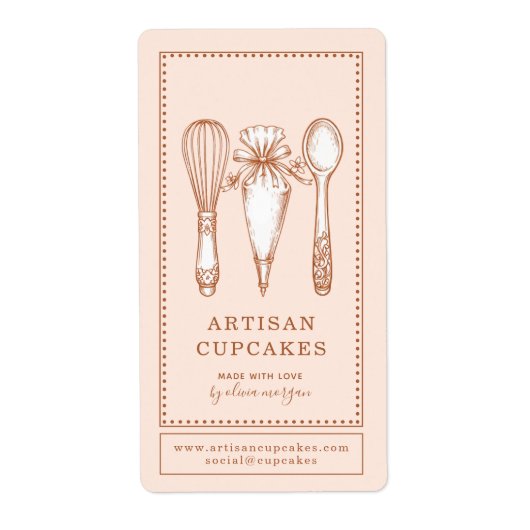 Cupcake Bakery Baking Utensils Product Labels (Vorne)