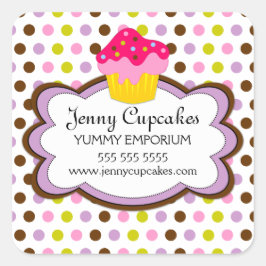 Cupcake Bakery Box Siegel Quadratischer Aufkleber