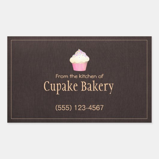 Cupcake Bakery Business Card Etikettenaufkleber Rechteckiger Aufkleber (Vorderseite)