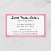Cupcake Bakery Business Cards Cake Catering Pink Visitenkarte (Rückseite)
