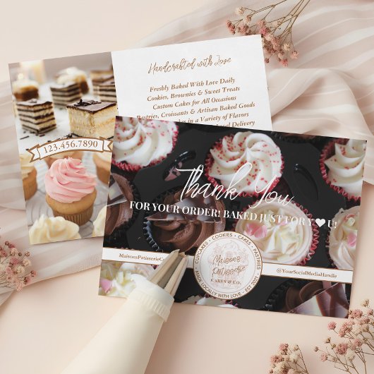 Cupcake Bakery Business Photo Thank You for Order  Dankeskarte