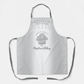 Cupcake Bakery Chic Sliver Glitzer Tropfen Skript Schürze (Vorderseite)
