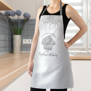 Cupcake Bakery Chic Sliver Glitzer Tropfen Skript Schürze