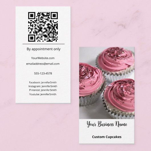 Cupcake Bakery Elegantes Foto Logo Visitenkarte
