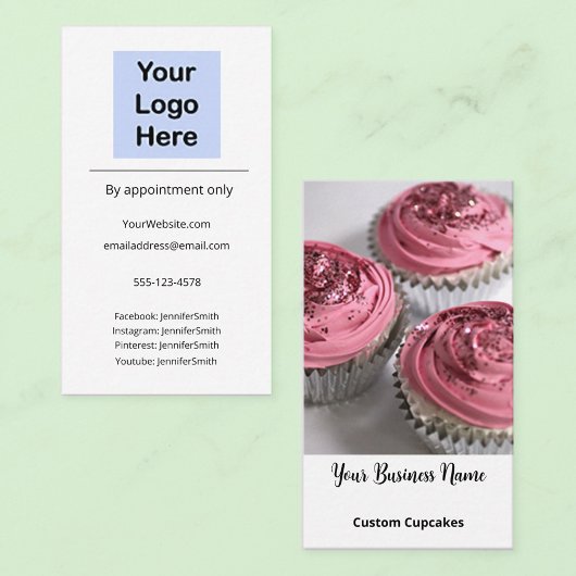 Cupcake Bakery Elegantes Foto Logo Visitenkarte