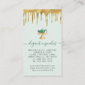 Cupcake Bakery Emerald Green Faux Gold Foil Drip Visitenkarte (Rückseite)