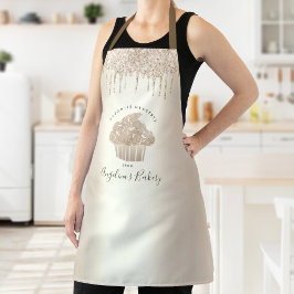 Cupcake Bakery Gold Glitzer Tropfen Script Girl Schürze
