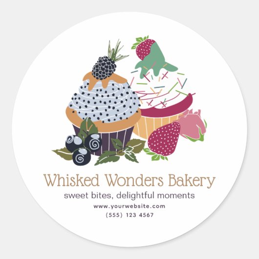 Cupcake Bakery Koch Runder Aufkleber (Vorderseite)