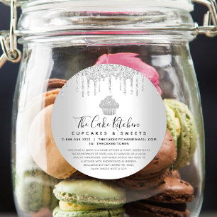Cupcake Bakery Koch Slider Glitzer Tropfen Recht Runder Aufkleber