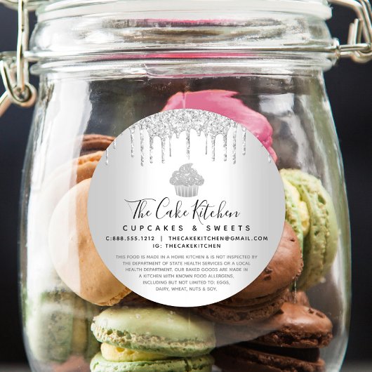 Cupcake Bakery Koch Slider Glitzer Tropfen Recht Runder Aufkleber