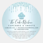 Cupcake Bakery Koch Türkis Glitzer Tropfen Recht Runder Aufkleber (Vorderseite)
