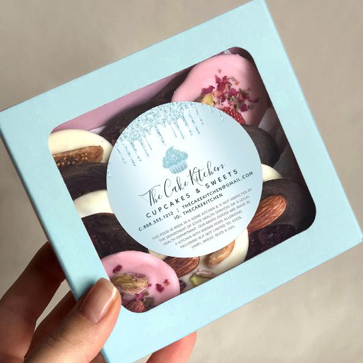Cupcake Bakery Koch Türkis Glitzer Tropfen Recht Runder Aufkleber