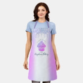 Cupcake Bakery Lila Blue Glitzer Tropfen Script Schürze (Getragen)