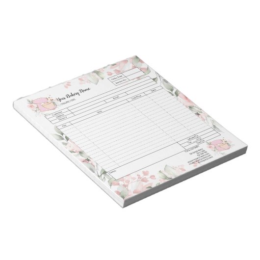 Cupcake Bakery Mixer Bestellformular Blume Notizblock (angewinkelt)