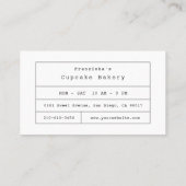 Cupcake Bakery Pink Bäckerei Business Card Visitenkarte (Rückseite)