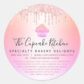 Cupcake Bakery Pink Glitzer Rainbow Ombre Gesetzli Runder Aufkleber (Vorderseite)