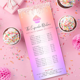 Cupcake Bakery Pink Glitzer Rainbow Ombre Menü