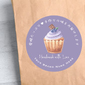 Cupcake Bakery Product Label Blueberry Lila Runder Aufkleber