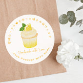Cupcake Bakery Product Label Lemon Citrus Gelb Runder Aufkleber