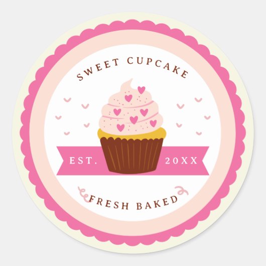 Cupcake Bakery Runder Aufkleber (Vorderseite)