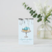 Cupcake Bakery Teal Faux Silver Foil Drip Visitenkarte (Stehend Vorderseite)