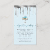 Cupcake Bakery Teal Faux Silver Foil Drip Visitenkarte (Rückseite)