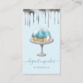 Cupcake Bakery Teal Faux Silver Foil Drip Visitenkarte (Vorderseite)
