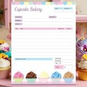 Cupcake Bakery Theme Order Form Rechnung Notepad Notizblock
