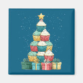 Cupcake Baking Baker Christmas Tree Xmas Magnet (Vorne)