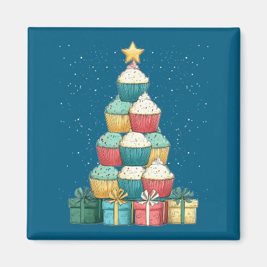 Cupcake Baking Baker Christmas Tree Xmas  Magnet (Vorne)