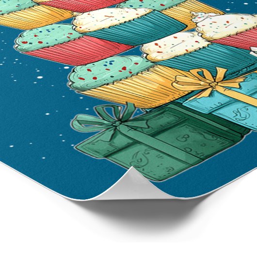 Cupcake Baking Baker Christmas Tree Xmas  Poster (Ecke)