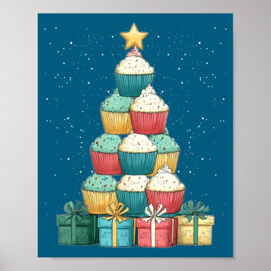 Cupcake Baking Baker Christmas Tree Xmas  Poster (Vorne)