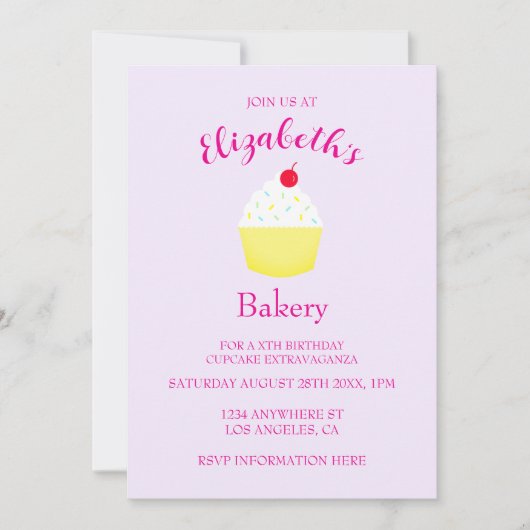 Cupcake Baking Birthday Einladung (Vorderseite)