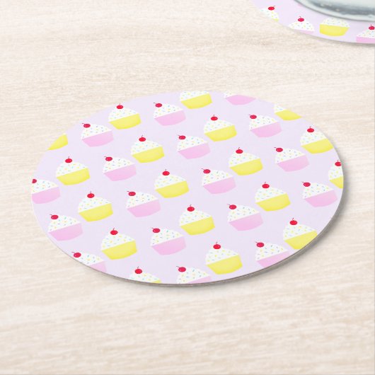 Cupcake Baking Birthday Runder Pappuntersetzer (Angewinkelt)