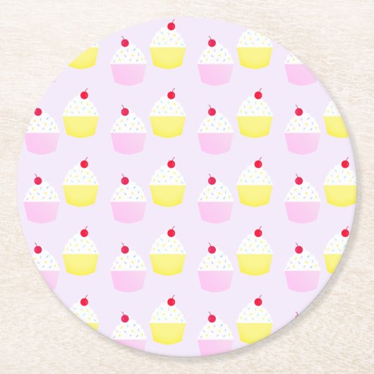 Cupcake Baking Birthday Runder Pappuntersetzer (Vorderseite)