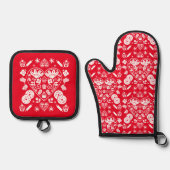 Cupcake Baking Folk Ofenhandschuh & Topflappen-Set (Vorderseite)