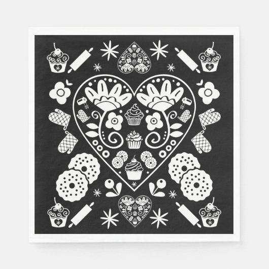 Cupcake Baking Folk Serviette (Vorderseite)