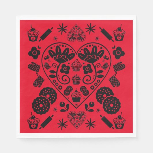 Cupcake Baking Folk Serviette (Vorderseite)