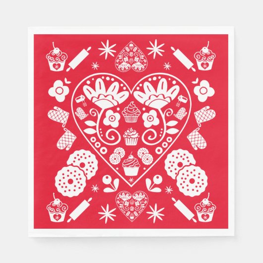 Cupcake Baking Folk Serviette (Vorderseite)