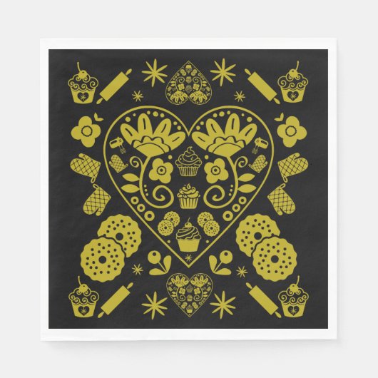 Cupcake Baking Folk Serviette (Vorderseite)