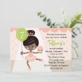Cupcake Ballerina Geburtstag Einladung African Ame (Stehend Vorderseite)