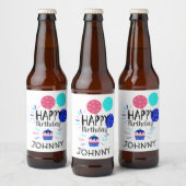 Cupcake & Balloons Glückwunsch zum Geburtstag Text Bierflaschenetikett (Flaschen)