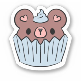 Cupcake-Bär Süß Kawaii Dessert-Aufkleber Aufkleber