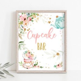 Cupcake Bar Tea Party Baby Brewing Baby Shower Poster