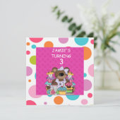 CUPCAKE & Bears GIRLS Einladung (Stehend Vorderseite)