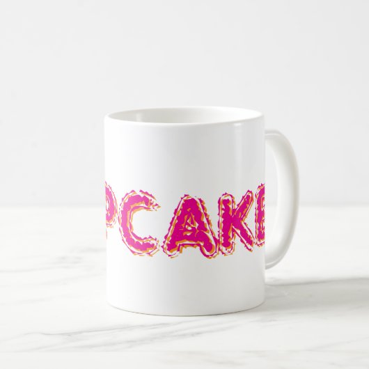 Cupcake Benutzerdefinierter rosa Text Kaffeetasse (VorderseiteRechts)