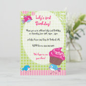 Cupcake Birdie Birthday Invasion Einladung (Stehend Vorderseite)